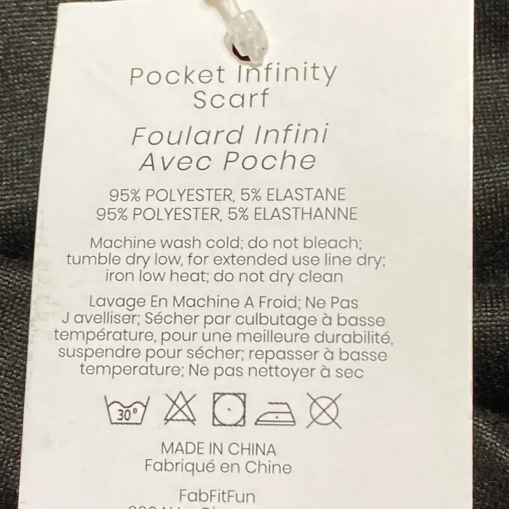 Yoga Charcoal Pocket Infinity Scarf